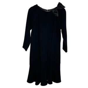 Vintage Rickie Freeman for Teri Jon Dress Womens 8 Black Wool Cocktail Bow